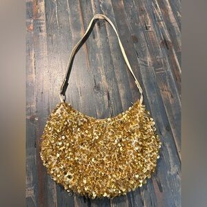 Vintage Gold Sequin Hobo Bag Purse Y2K Glam